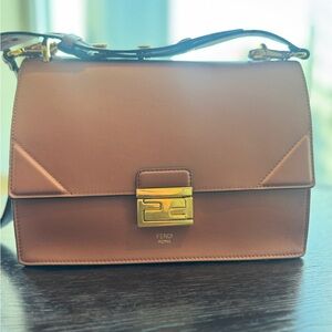Fendi Kan U Tan Leather Shoulder Bag